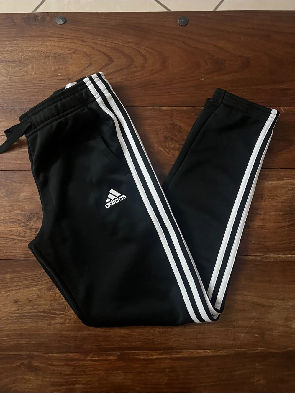 adidas girls Black Joggers with White 3-Stripes